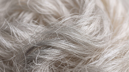 Obraz premium Close-up of silver hair strands. Elegant metallic hair texture with shiny, textured strands for beauty and fashion themes.