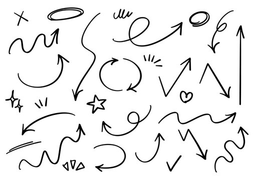 手書きの矢印と漫符のあしらいセット