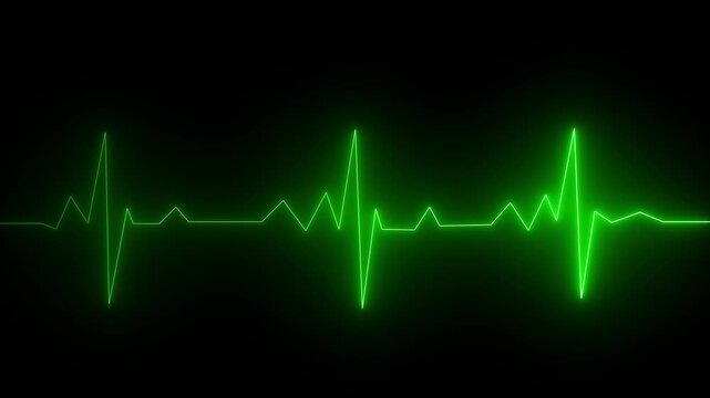Neon Light Heartbeat Display Screen Medical Research. Cardiogram in heart shape heartbeat heat pulse glowing neon light Neon animation of heartbeat. heart beat on monitor. on 4k video animation 