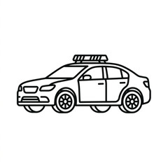 Fototapeta premium Black and white police car illustration vector.