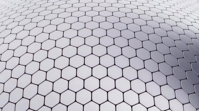 Abstract background of white hexagonal tiles with metallic texture