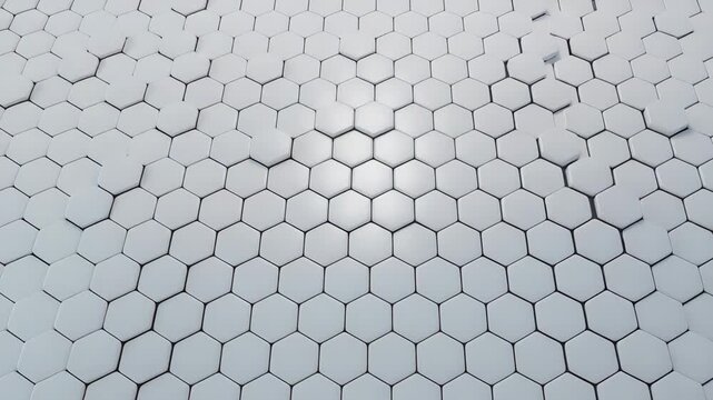 Abstract background of white hexagonal tiles with different heights