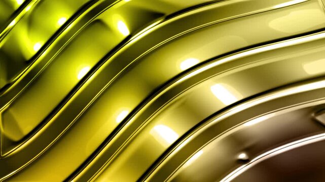 Golden metallic wavy block abstract motion background 4k animation video with glossy reflective surface and luxury texture pattern, ideal for finance, technology, premium brand, presentation, ads, etc