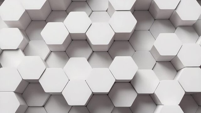 Abstract white geometric background with 3d hexagonal tiles