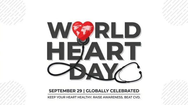 World heart day with stethoscope and globe heart