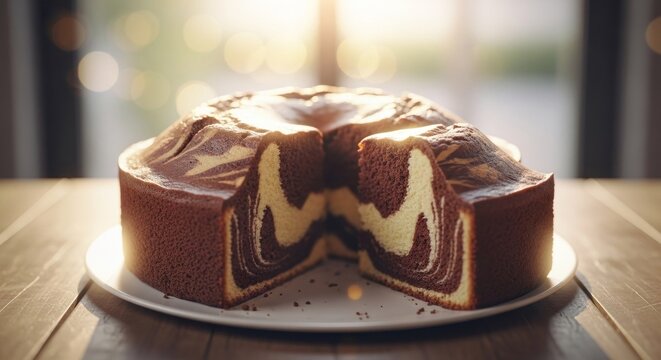 Delicious Marbled Chocolate Bundt Cake with Swirled Batter.