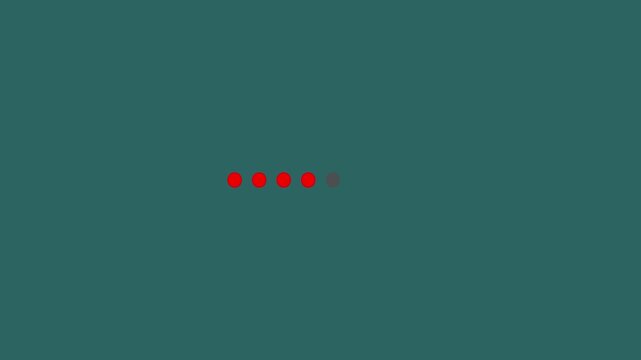 Animation loading bar 6 dots looping progress icon on black background. Modern UI Loading Progress Animation with Transparent Background