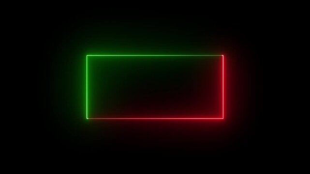 Rectangle animation glowing neon frame background Neon line box animation, Square rectangle picture frame glowing neon animation on trasparent background. 4k video