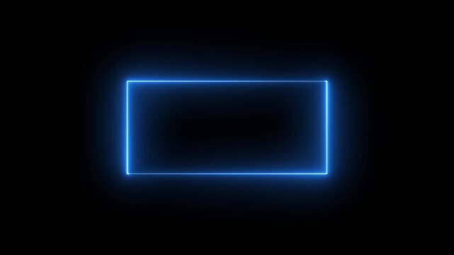 Rectangle animation glowing neon frame background Neon line box animation, Square rectangle picture frame glowing neon animation on trasparent background. 4k video