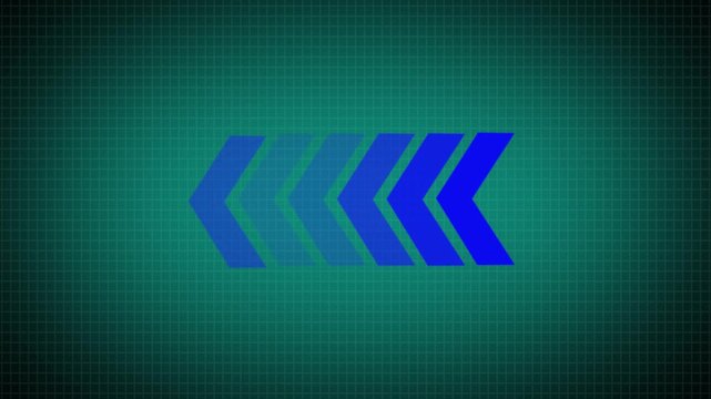 Glowing Left side Blue Arrows Animation, An animated sign with a neon-lit arrow moving from Right to left green black background