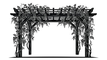 Fototapeta premium Elegant black wrought iron archway with floral design