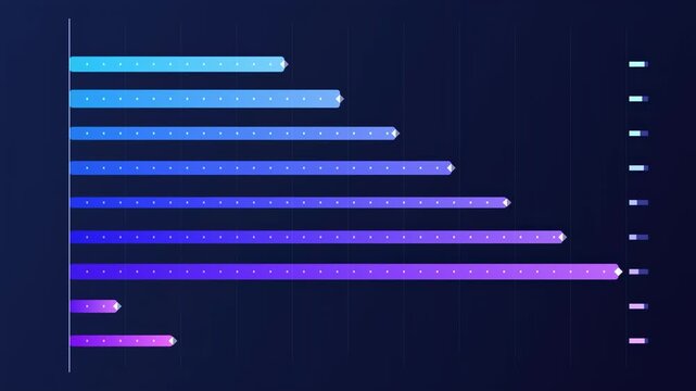 Abstract animated bond ladder of staggered maturities drawn as blue and cyan glowing lines and dots on a deep dark background. Clean minimal motion graphics element with free space around it, ideal fo