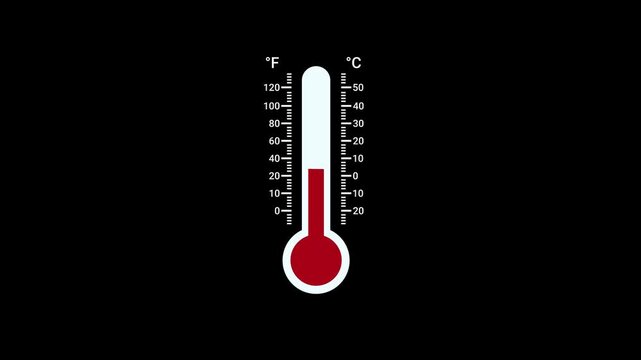 Thermometer Temperature Increase and Decrease Animation Clinic and Weather Alpha Channel 4K Resolution