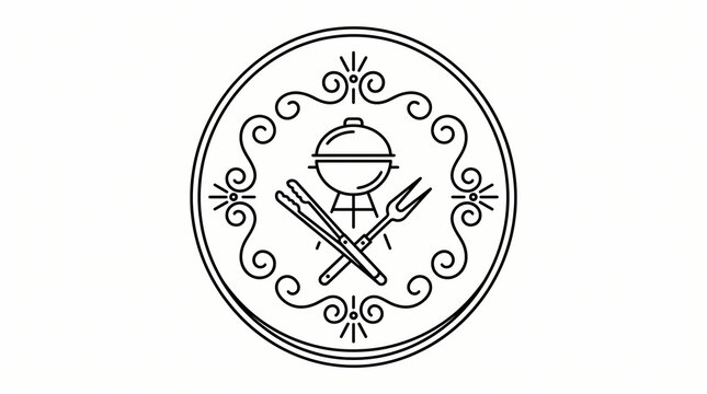BBQ Grill  Utensils Emblem.
