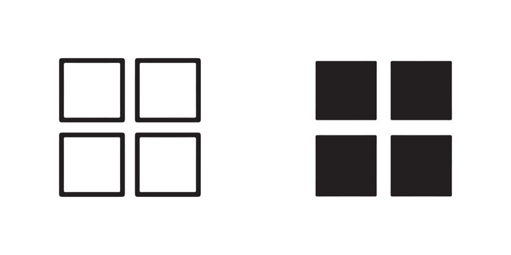 abstract graphic design featuring four squares arranged in two rows with contrasting filled and empty versions