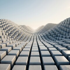Fototapeta premium Abstract White 3D Cubes Geometric Background | Minimal Futuristic Technology Wallpaper