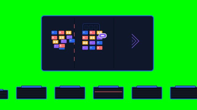 Podcast Content Workflow Interface Animation on Green Screen