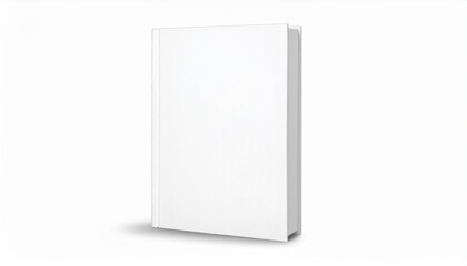 Fototapeta premium Blank white hardcover book standing vertically on white background mockup template