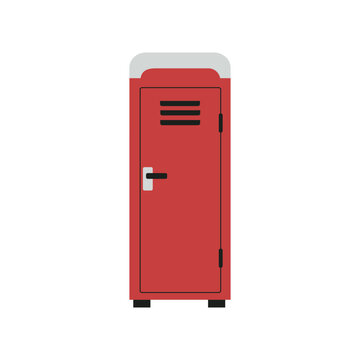 Flat Vector Red Portable Toilet Icon for Temporary Sanitation and Event Hygiene