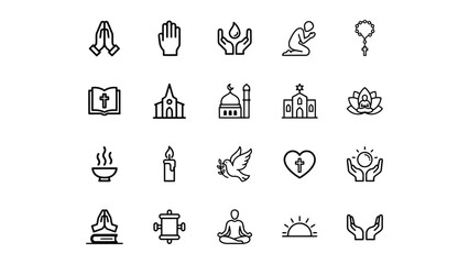 Fototapeta premium Collection of diverse religious and spiritual icons with transparent background for various uses