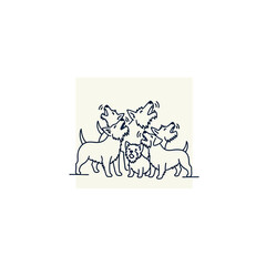 Fototapeta premium Group of Small Terrier Dogs Vector Illustration Illustration