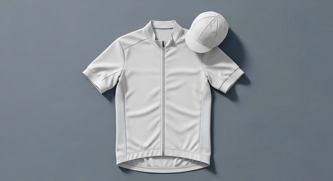 Blank white cycling jersey and cap set for apparel branding mockup