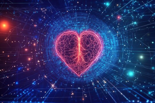 Digital Heart Brain Network Connection