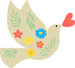 Obraz premium Peace Day Dove Illustration with White Dove Symbolizing Peace, Harmony, and Global Unity for International Day of Peace Awareness Campaigns, Charity Events, Educational Materials, and Social Media