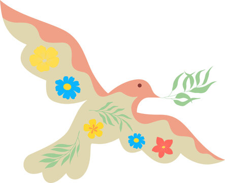 Peace Day Dove Illustration with White Dove Symbolizing Peace, Harmony, and Global Unity for International Day of Peace Awareness Campaigns, Charity Events, Educational Materials, and Social Media