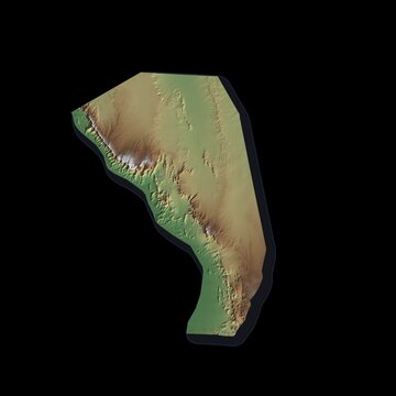 Somaliland Rotating 3D Relief Map Seamless Loop, Alpha Channel 4K