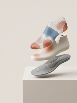 3D Render of Shoe Components and Ergonomic Insole