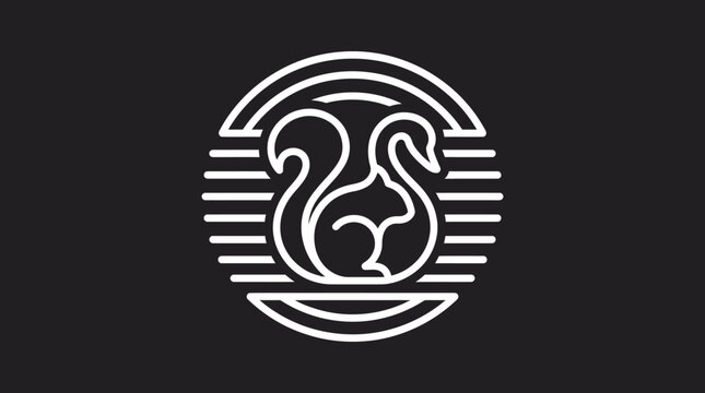 Circular linear squirrel animal logo design.