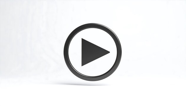 Black play button icon on white background.