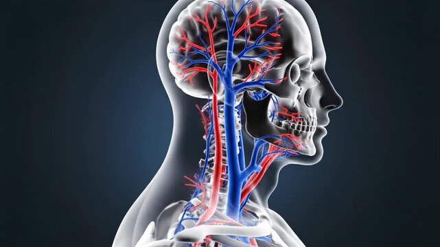 Human circulatory system with skeleton and heart anatomy 3D rendering