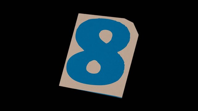 Stop Motion Animated Ransom Note Cutout Sticker Number 8 Loop