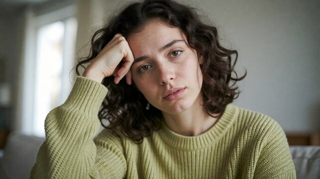 Young Woman Experiencing Emotional Distress and Fatigue