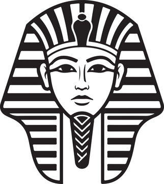 Print Egyptian pharaoh death mask icon. Ancient king head vector illustration.