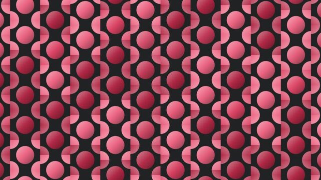 Seamless mirror pattern loop in black, pink, red - trendy animated 4K motion background for video editing, social media and presentation
