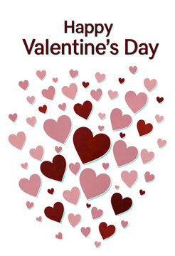 Beautiful valentines day greeting card with hearts in pink and red colors design
