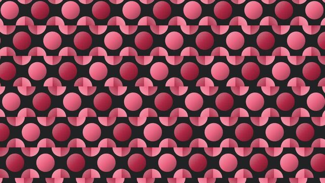 Seamless mirror pattern loop in black, pink, red - creative animated 4K motion background for video editing, social media and presentation