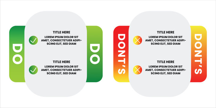 Do and Don't Infographic Template with Green and Red Checklist Panels for Business Guidelines
