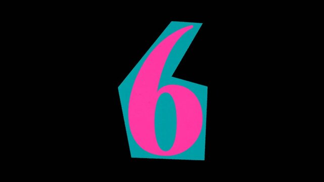 Stop Motion Animated Ransom Note Cutout Sticker Number 6 Loop