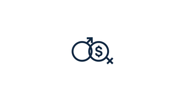 Minimalist gender pay gap icon representing international equal pay day isolated on transparent background