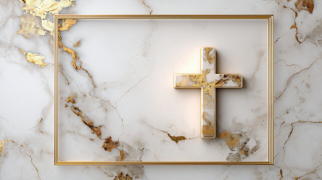 Frame with a cross and ornate religious frames and ethnic decorative leaves. Perfect for Easter cards, Christmas cards, and baptism cards..