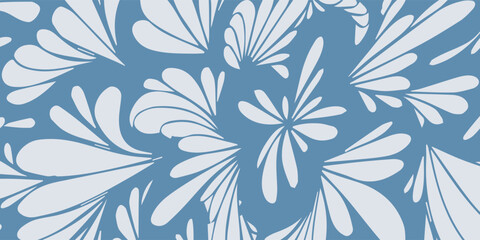 Fototapeta premium Abstract Blue and White Floral Pattern.