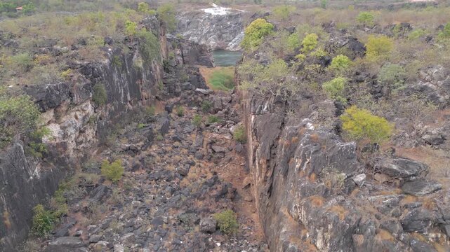 Aerial View of Marble Rocks at Bhedaghat, Jabalpur, Madhya Pradesh