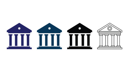 Fototapeta premium Building icon set featuring classic architectural bank structures