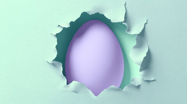 Egg revealed through torn pastel textured paper
