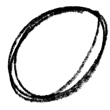 Rough hand drawn black charcoal circle frame isolated on transparent background for artistic design elements, rustic borders, sketch style projects, and creative framing of visual content.