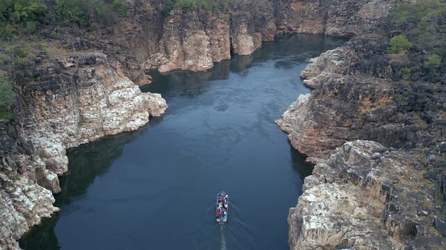 Aerial View of Marble Rocks at Bhedaghat, Jabalpur, Madhya Pradesh